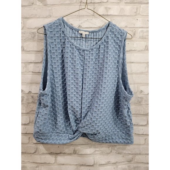 Iris Women 3X Blue Cinched Workout Crop Top Blouse Sleeveless Tank 19.5" Length - Picture 1 of 9